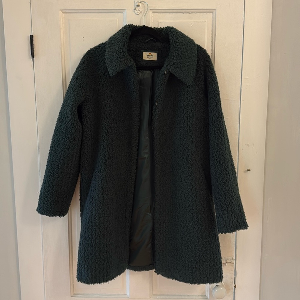 Marine Layer Aspen Teddy Coat Green Gables Size S